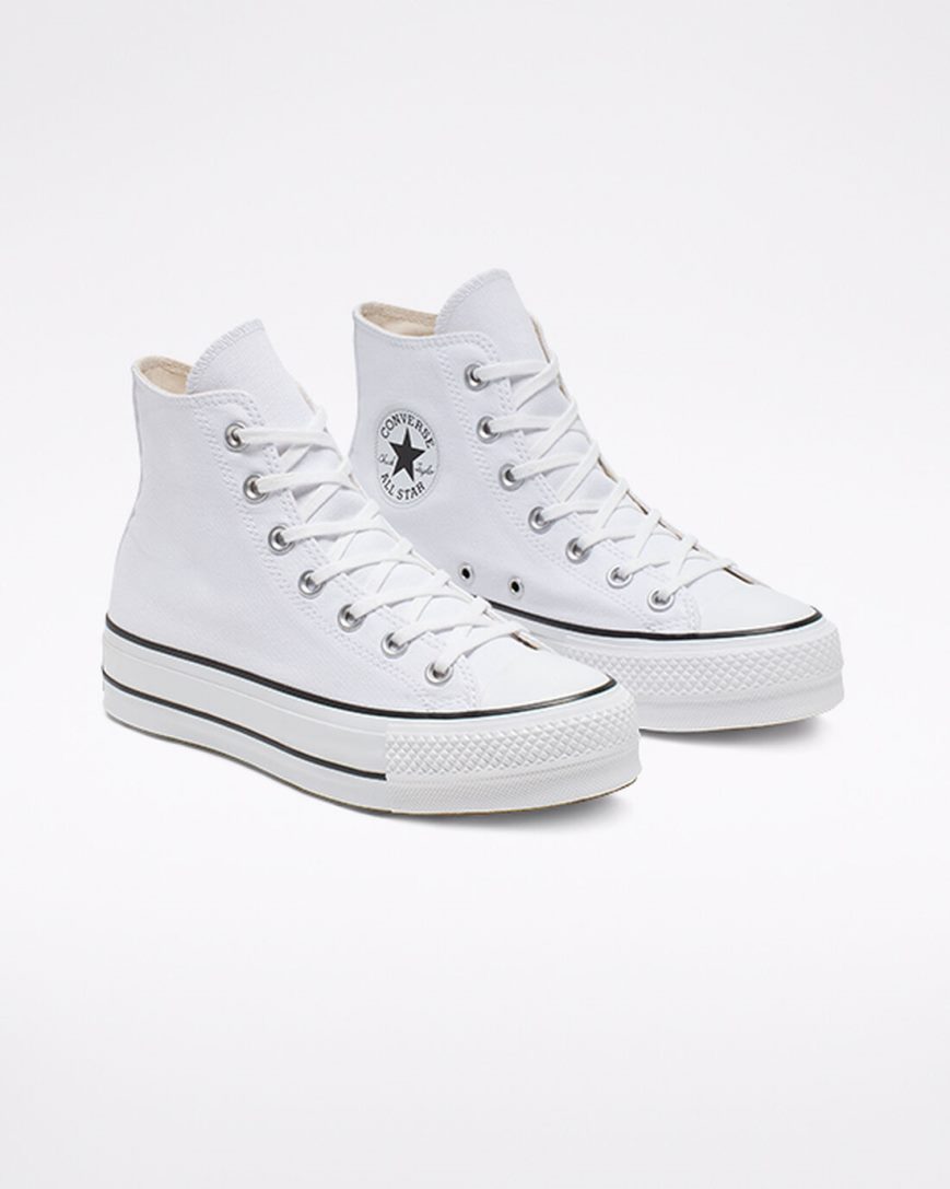 Zapatos Plataforma Converse Chuck Taylor All Star Lift Canvas Altas Mujer Blancas Negras Blancas | PE 82750L